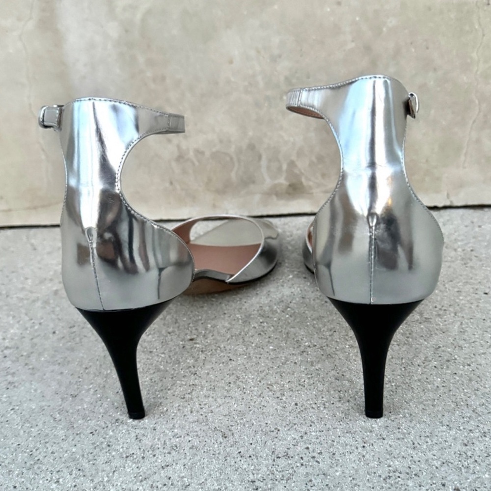 LINEA PAOLO silver heels sandals leather Strappy stilettos women’s 13 Nordstrom - Picture 7 of 11